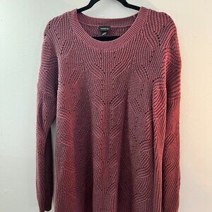 Purple Wine Pointelle Pullover Sweater